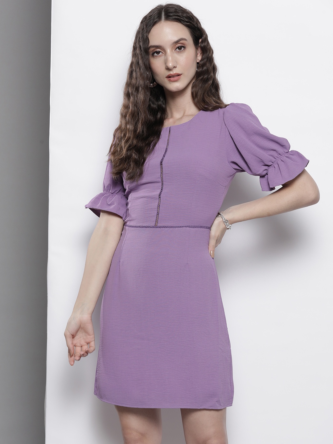 

Trendyol Purple Solid Sheath Dress