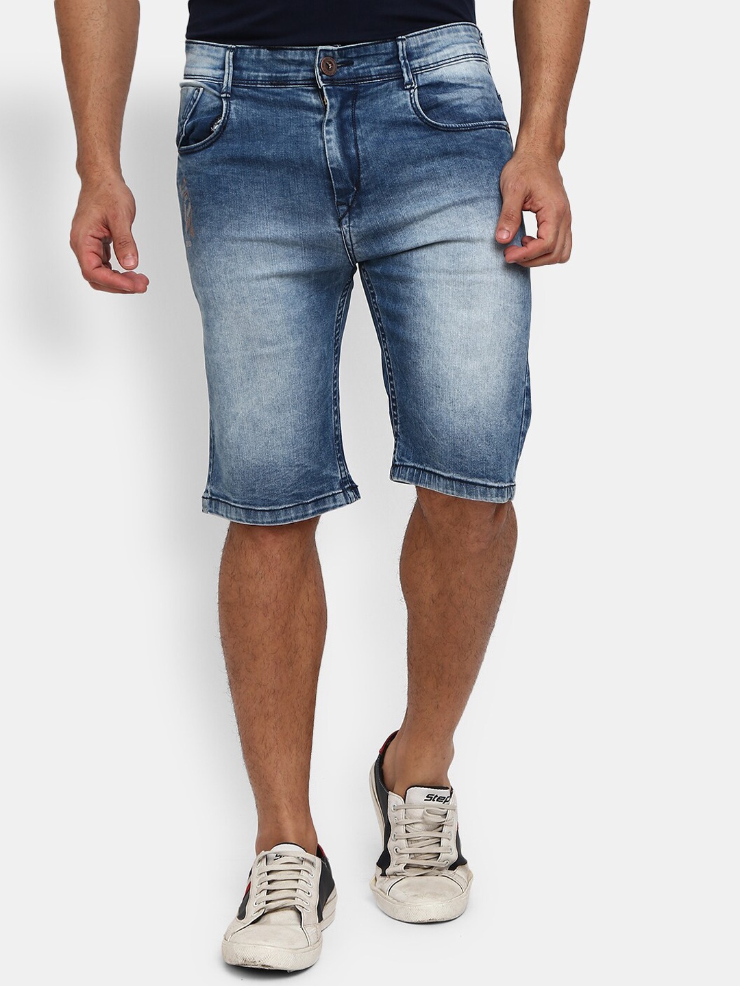 

V-Mart Men Blue Solid Cotton Denim Shorts