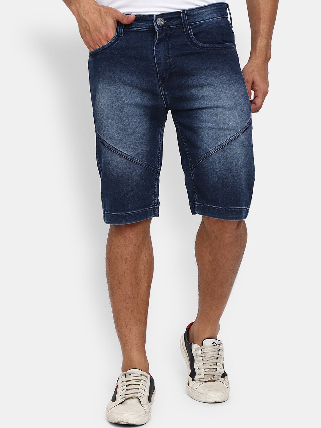 

V-Mart Men Blue Washed Denim Shorts