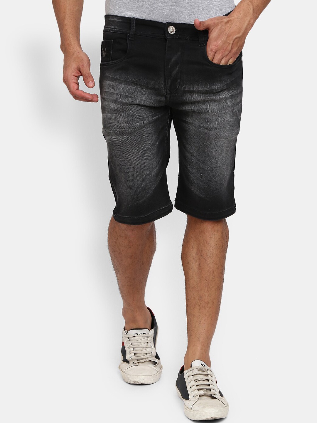 

V-Mart Men Grey Washed Denim Shorts