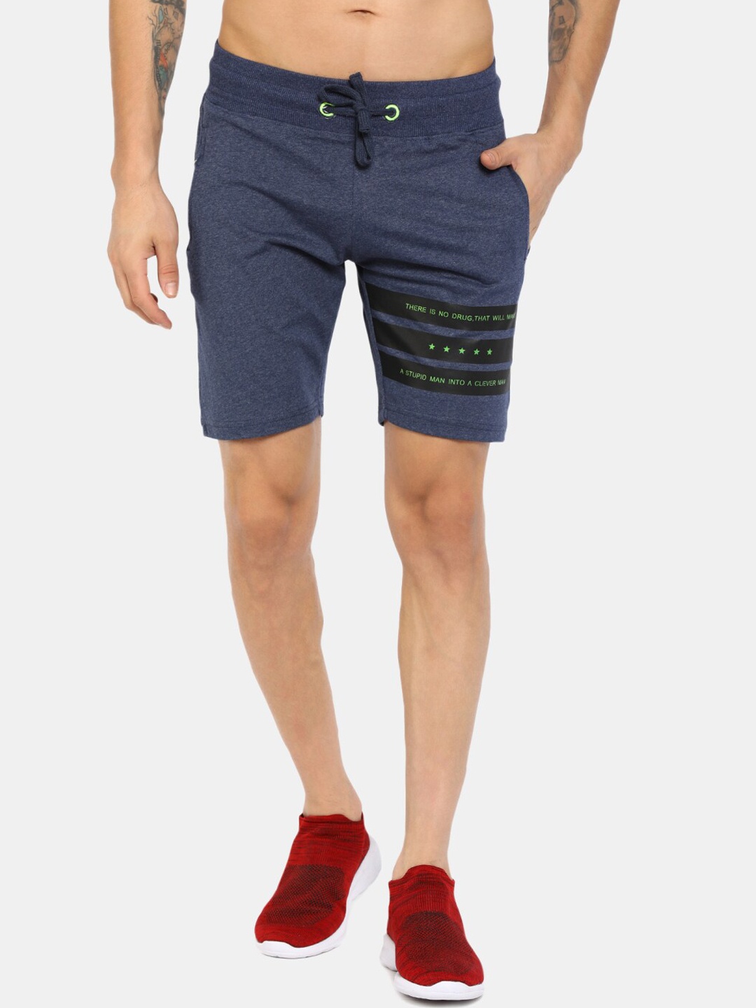 

V-Mart Men Navy Blue Solid Cotton Shorts