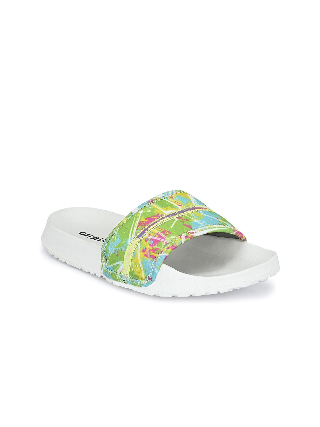 

OFF LIMITS Women White & Green Printed Sliders