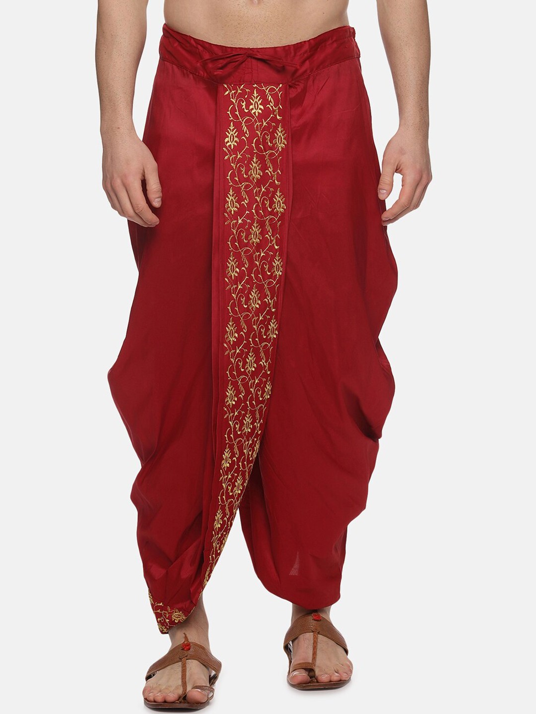 

Sethukrishna Men Maroon Embroidered Dhotis