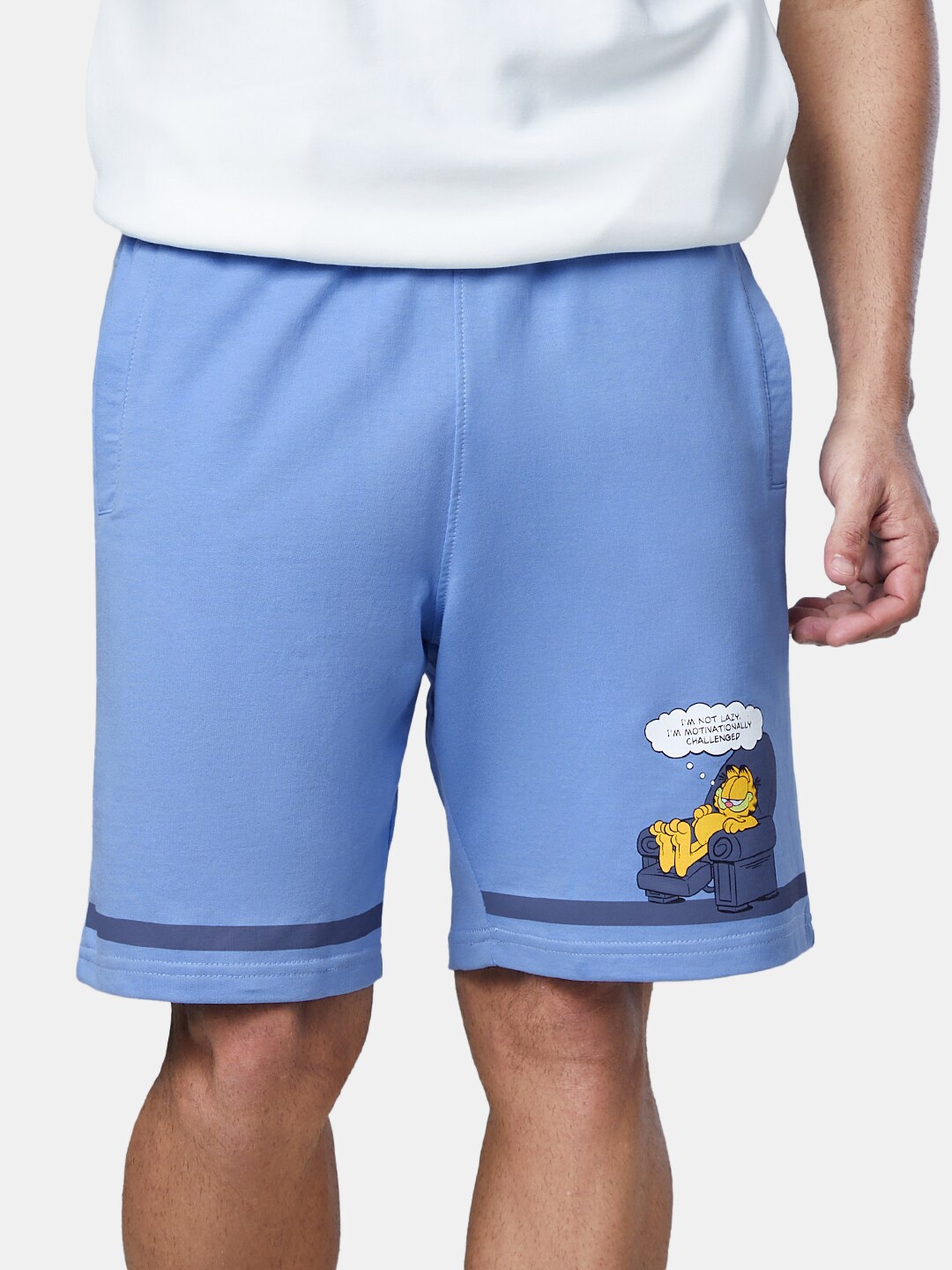 

The Souled Store Men Blue Humour and Comic Printed Garfield Shorts