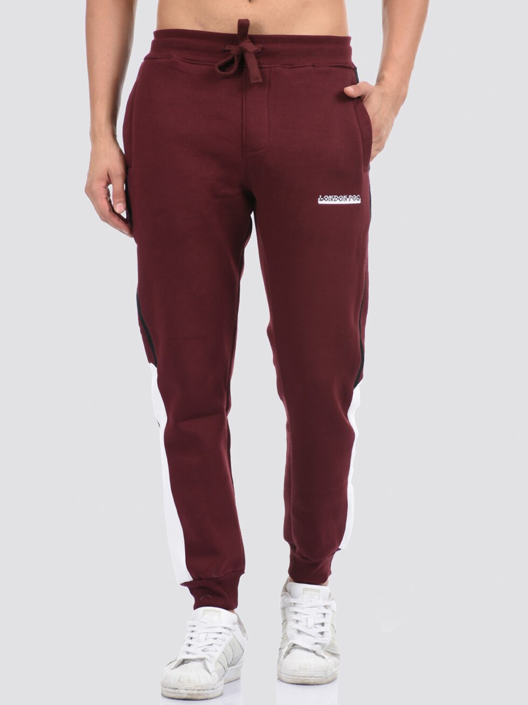 

LONDON FOG Men Purple Solid Cotton Joggers