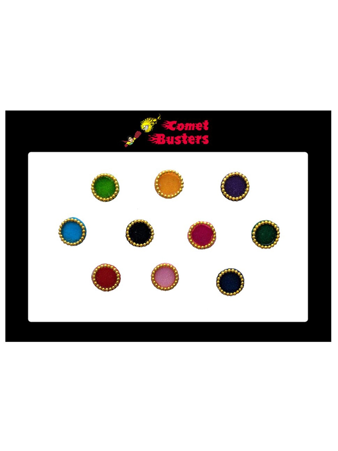 

Comet Busters 10 Pcs Multicoloured Circular Shaped Beaded Bindi, Multi