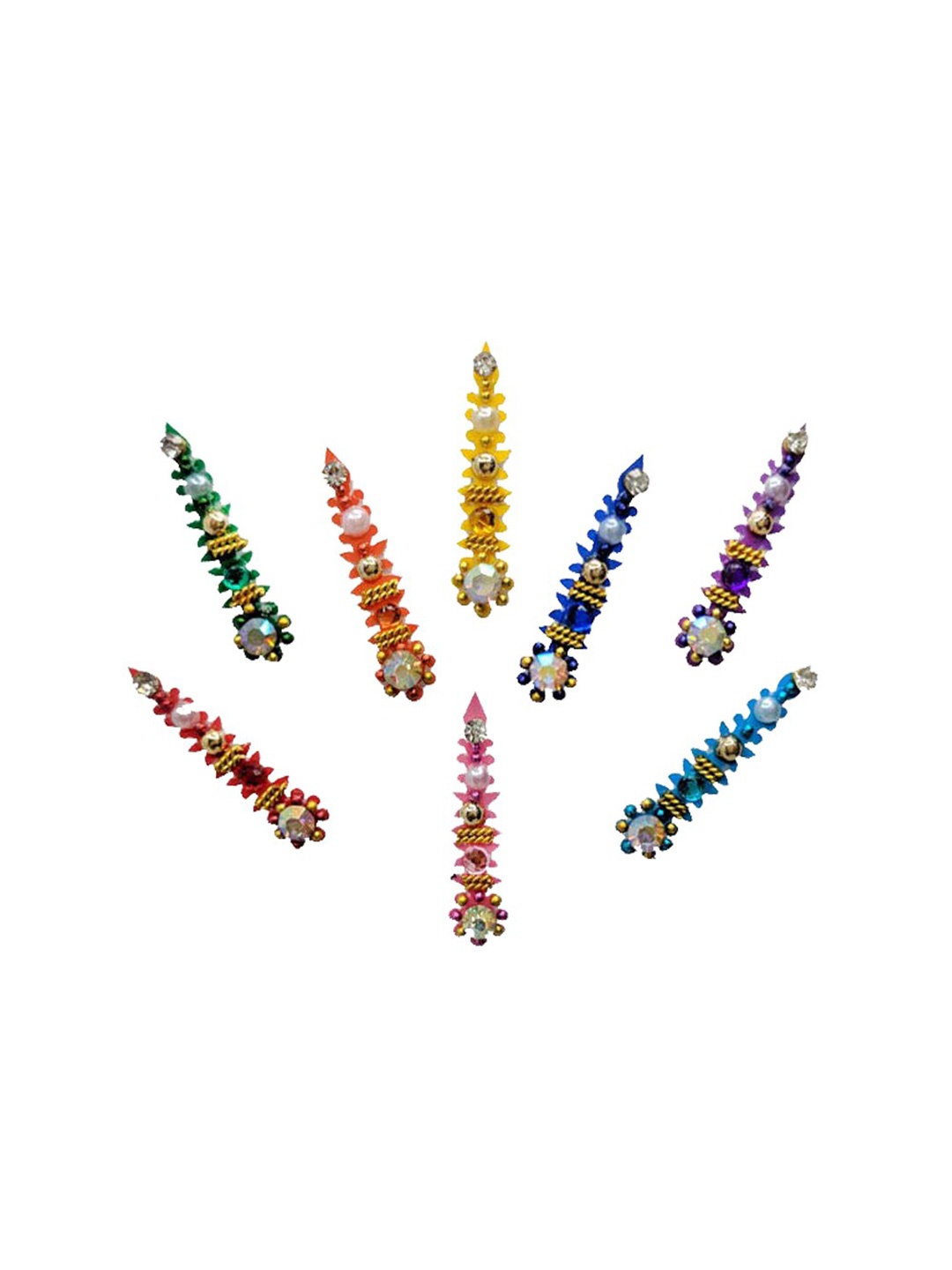 

Comet Busters 8 Pcs Multicoloured Stone Studded Bindi, Multi