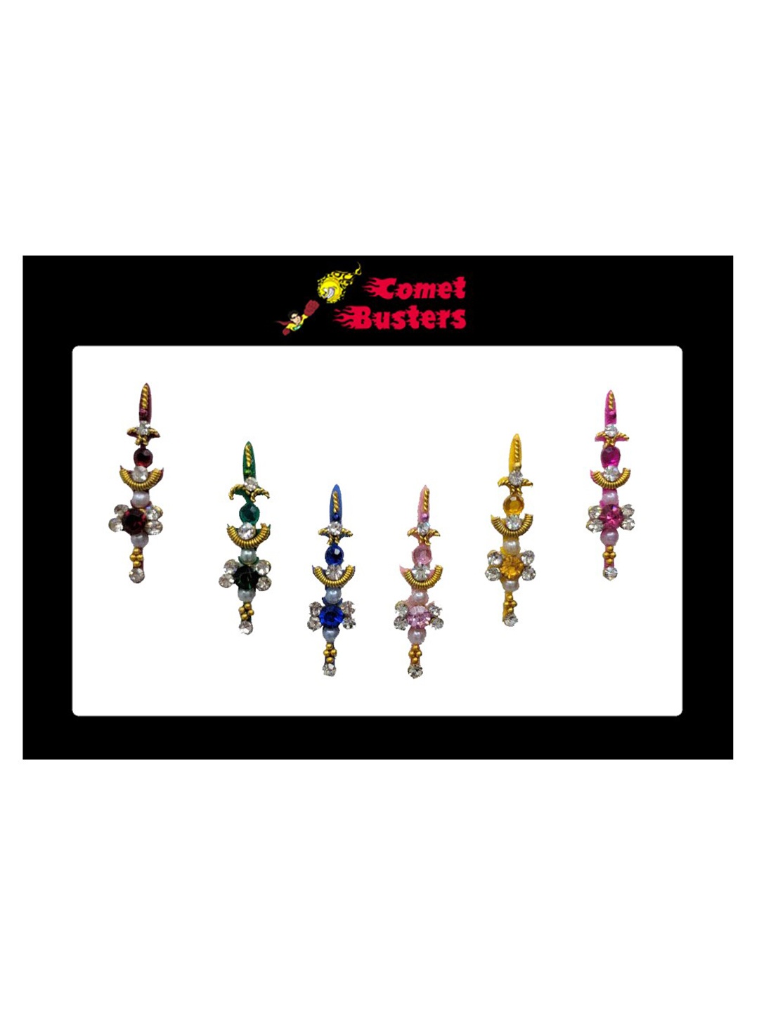 

Comet Busters 6 Pcs Multicoloured Stone Studded Bindi, Multi