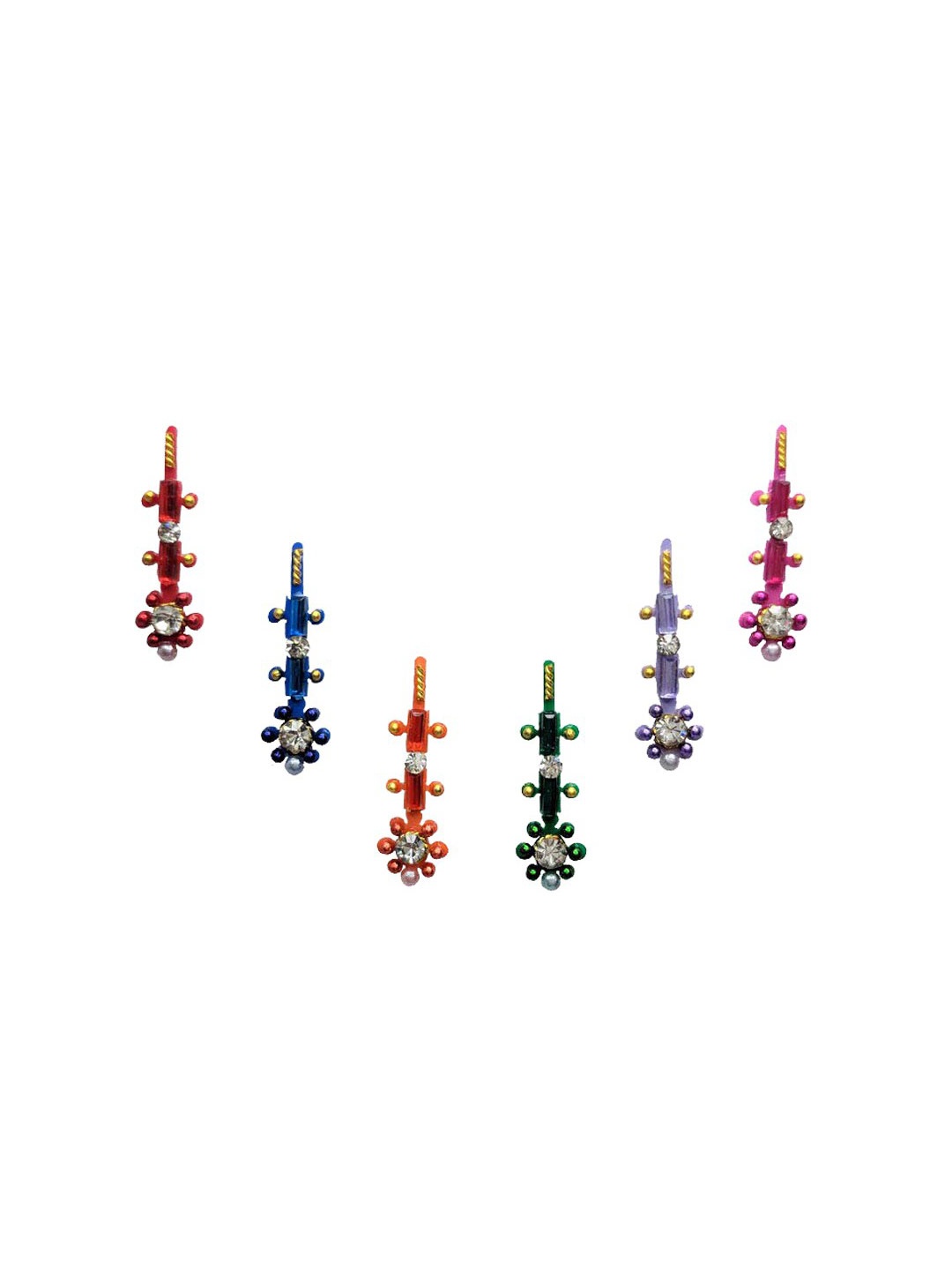 

Comet Busters 6 Pcs Multicoloured Floral Shaped Stone Studded Bindi, Multi