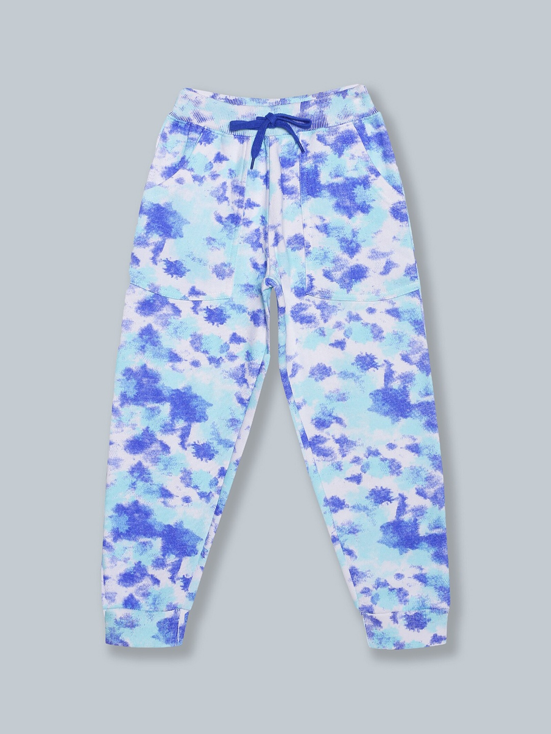 

KiddoPanti Kids Blue Printed Pure Cotton Joggers