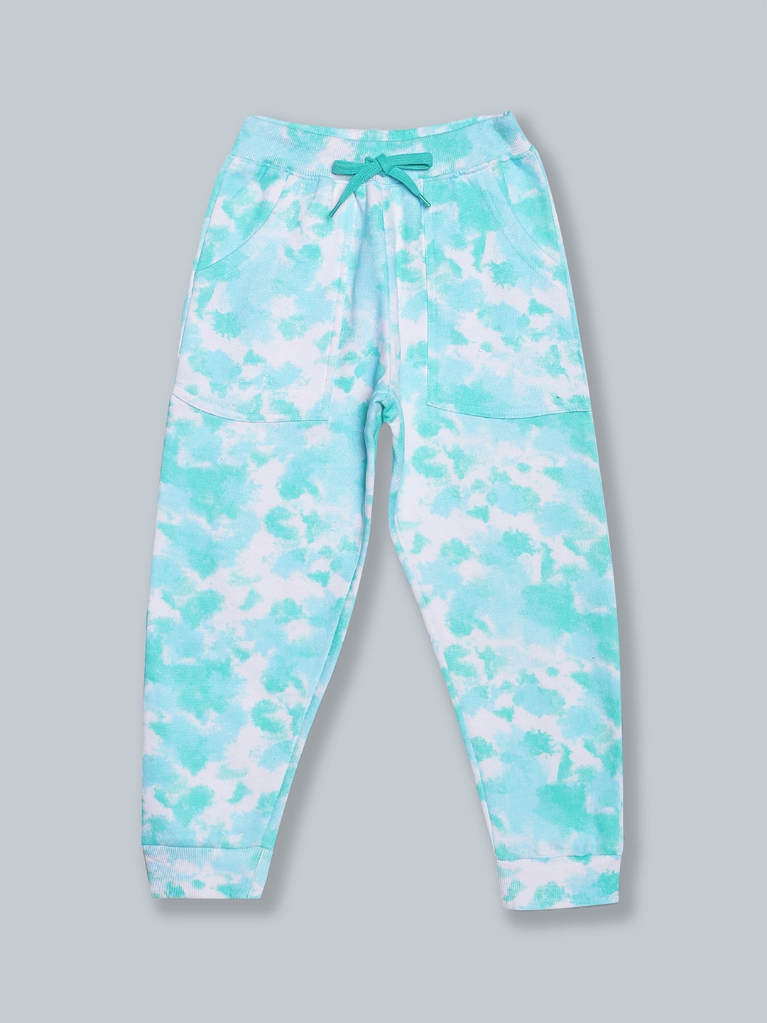 

KiddoPanti Kids Blue Tie & Dye Printed Pure Cotton Joggers