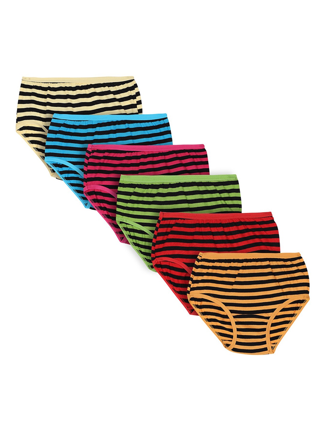 

Bodycare Kids Girls Pack Of 6 Assorted Striped Cotton Panty