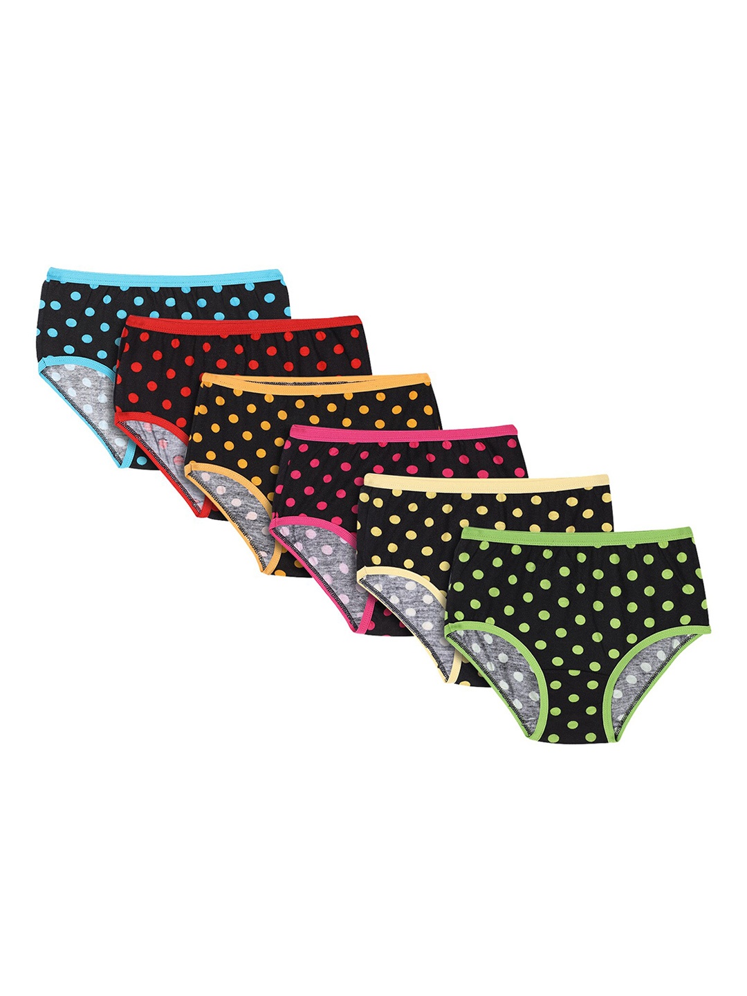 

Bodycare Kids Girls Pack Of 6 Assorted Cotton Hipster Briefs, Black
