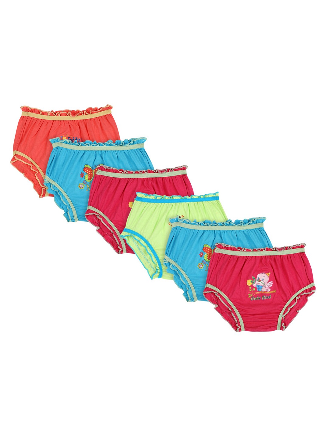

Bodycare Kids Girls Pack Of 6 Assorted Cotton Hipster Briefs