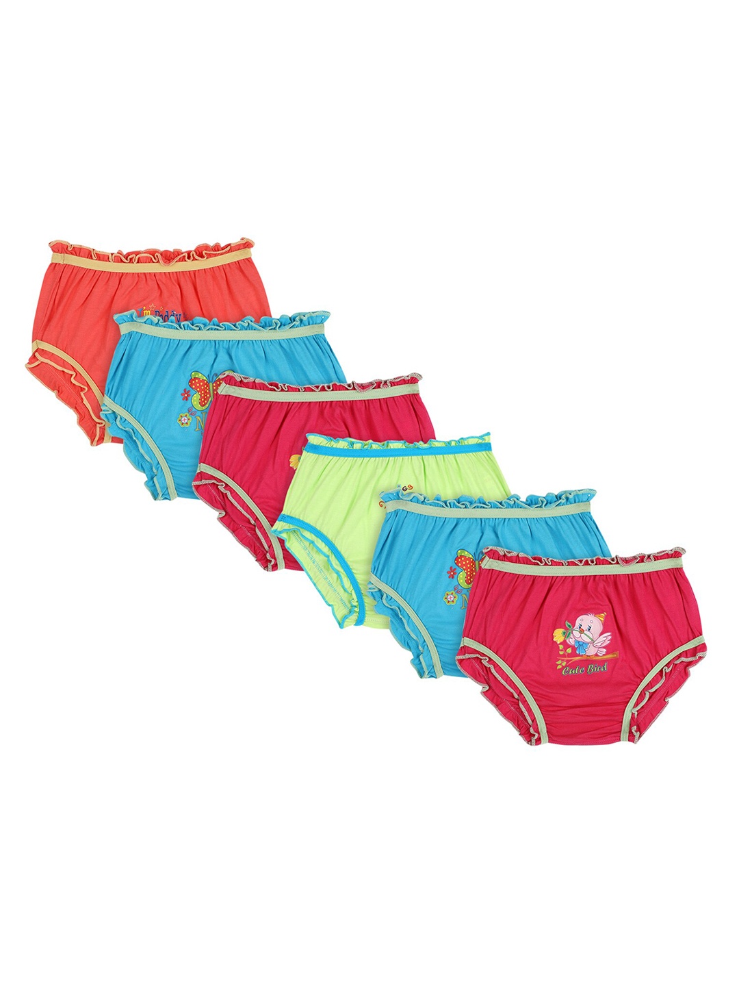 

Bodycare Pack Of 6 Kids Girls Assorted Cotton Hipster Briefs