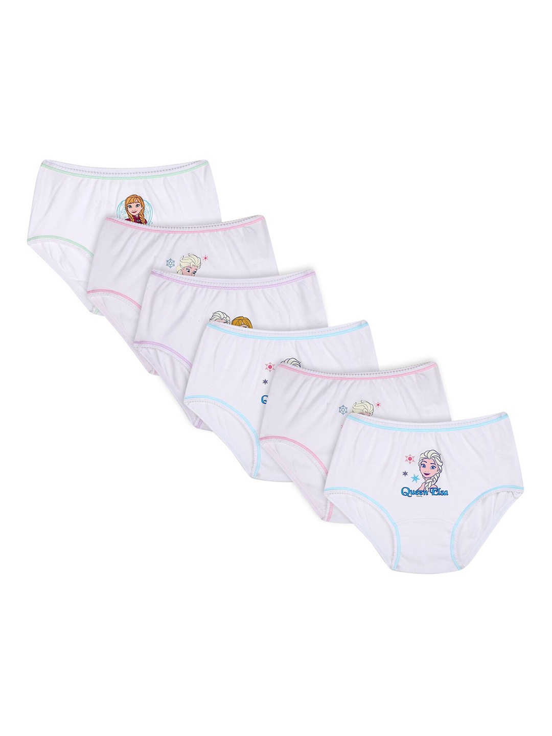 

Bodycare Kids Girls Pack Of 6 White Frozen Princess Printed Hipster Briefs-KIA942
