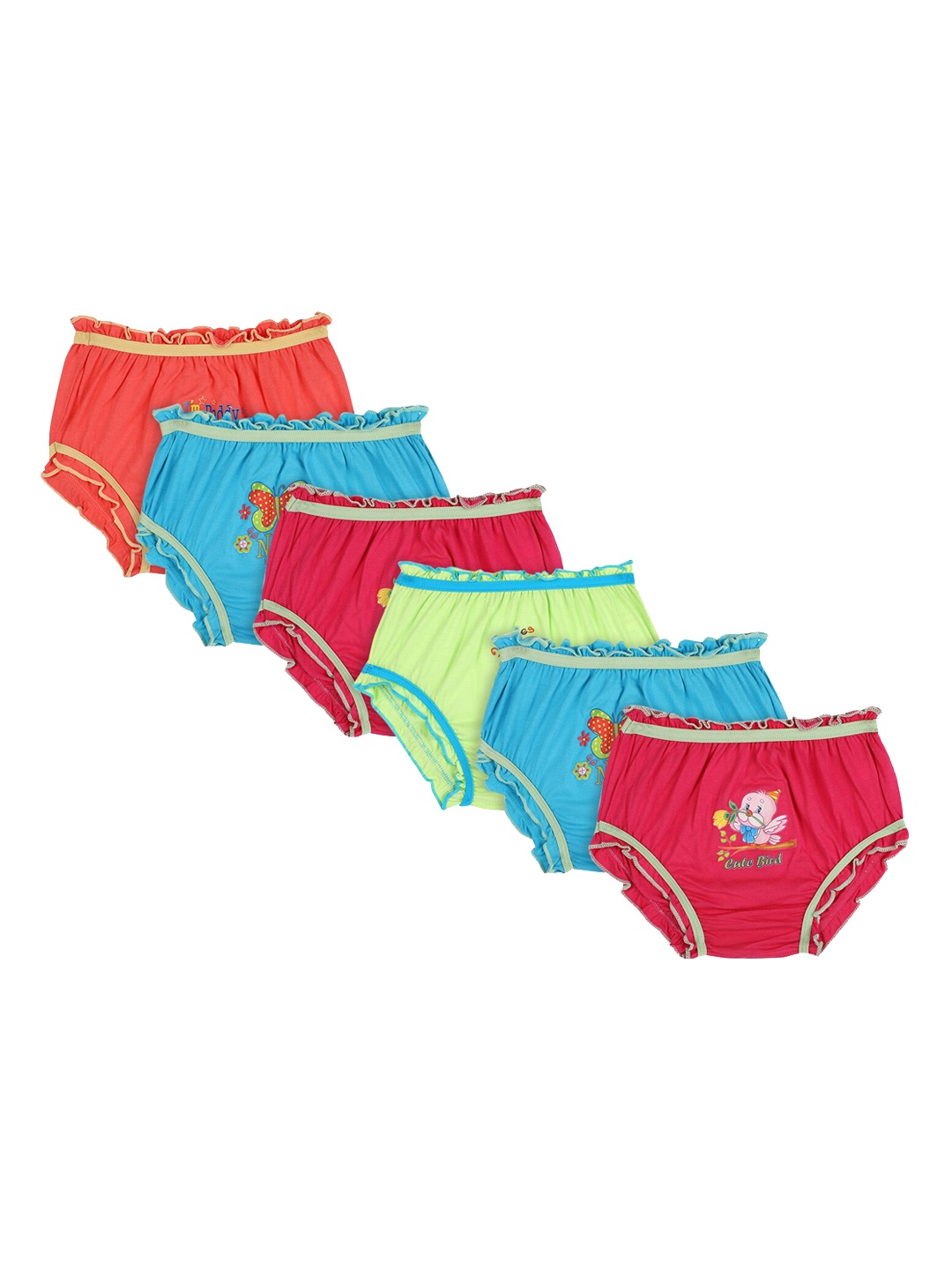 

Bodycare Kids Girls Pack Of 6 Assorted Cotton Hipster Briefs