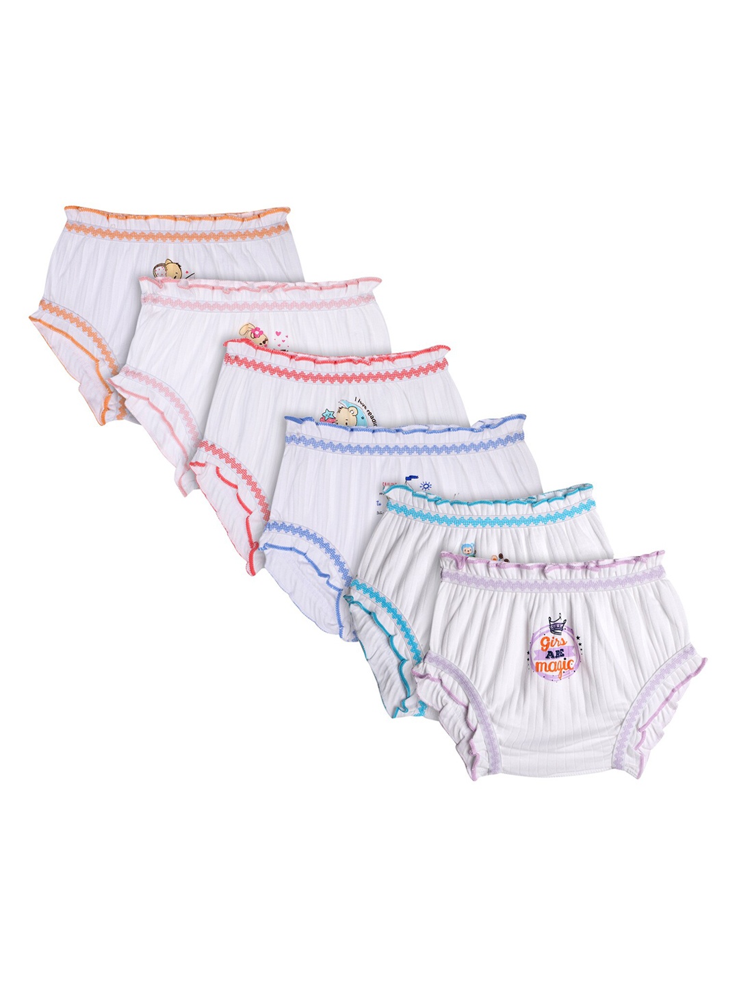 

Bodycare Kids Infant Girls Pack Of 6 Assorted Hipster Cotton Briefs