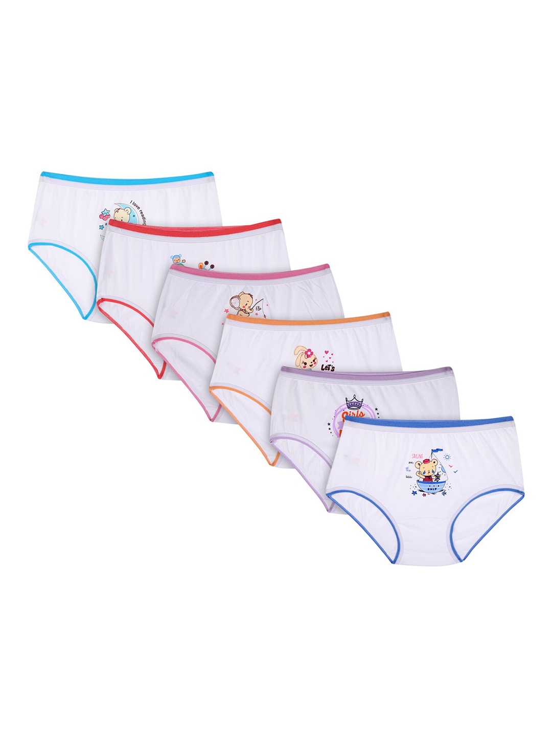 

Bodycare Kids Girls Pack Of 6 Assorted Cotton Hipster Briefs, White