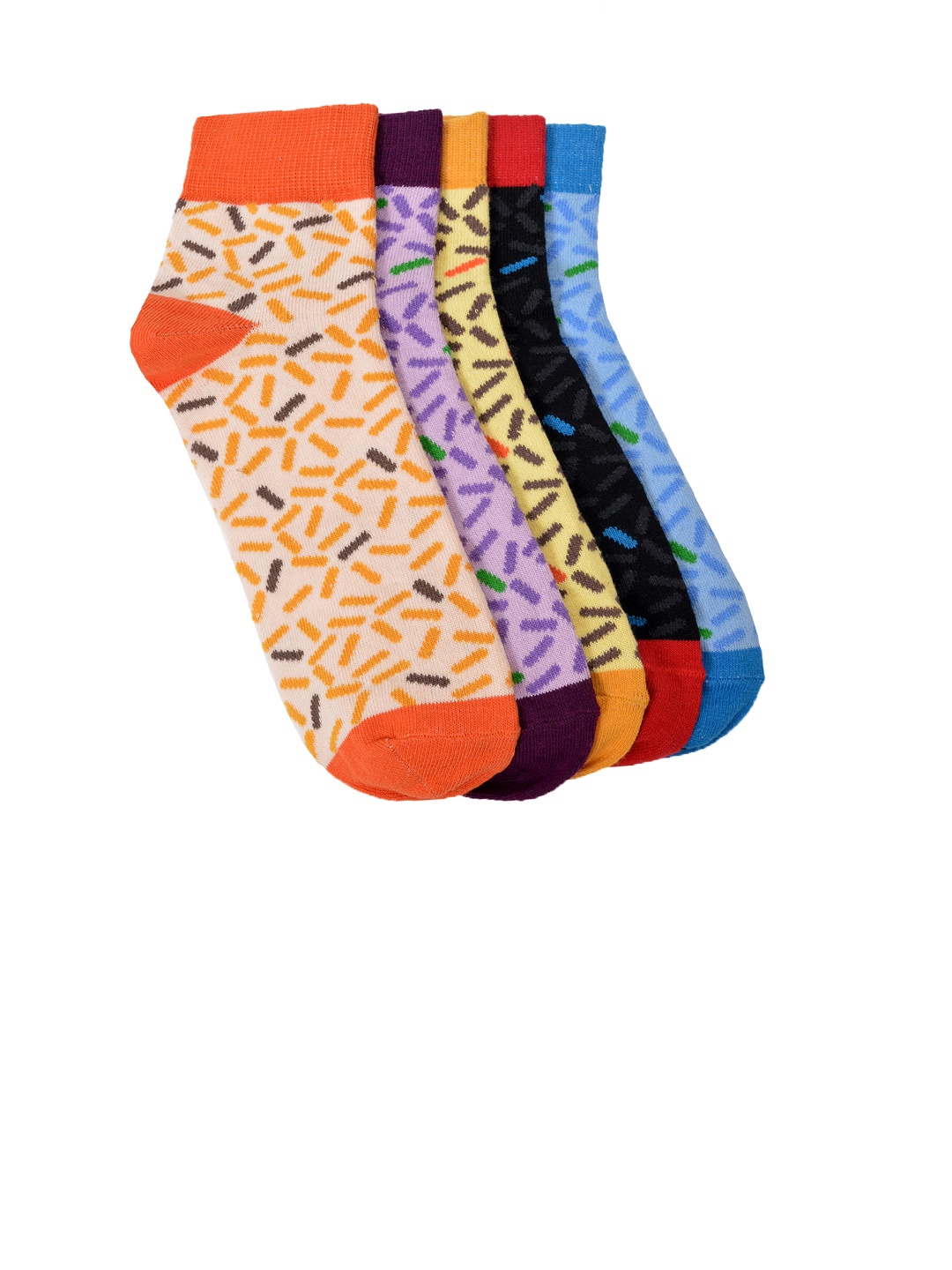 

MARC Women Set of 5 Patterned Ankle-Length Socks, Multi
