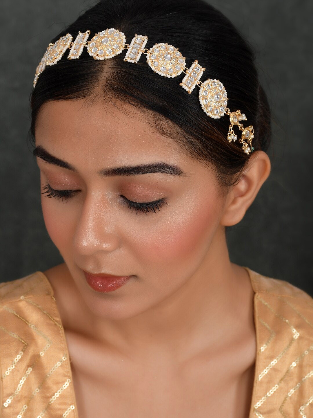 

AQUASTREET JEWELS Gold-Plated Kundan Studded Mathapatti