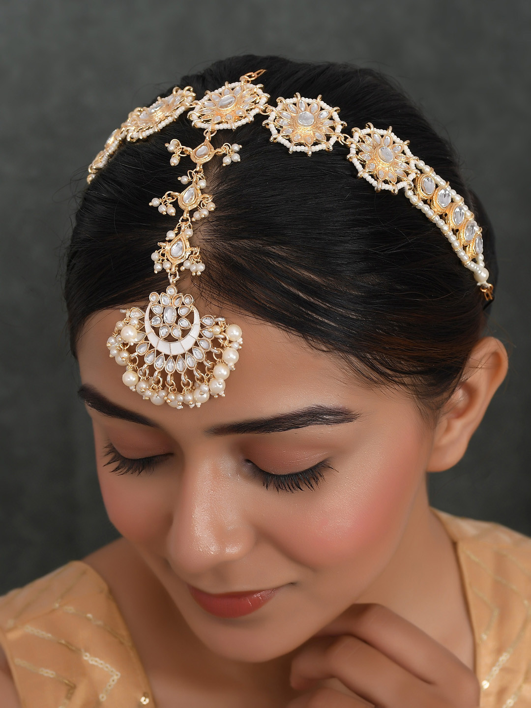 

AQUASTREET JEWELS Women Gold-Plated Kundan Handcrafted Mathapatti