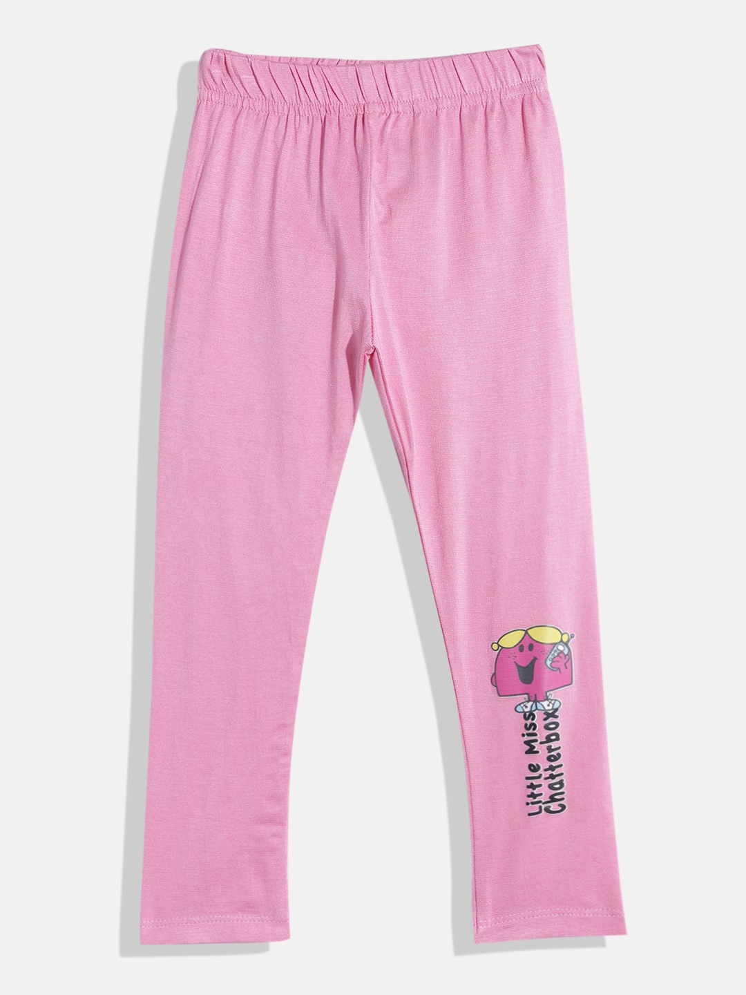 

Eteenz Girls Mid-Rise Graphic Printed Detail Premium Cotton Leggings, Pink