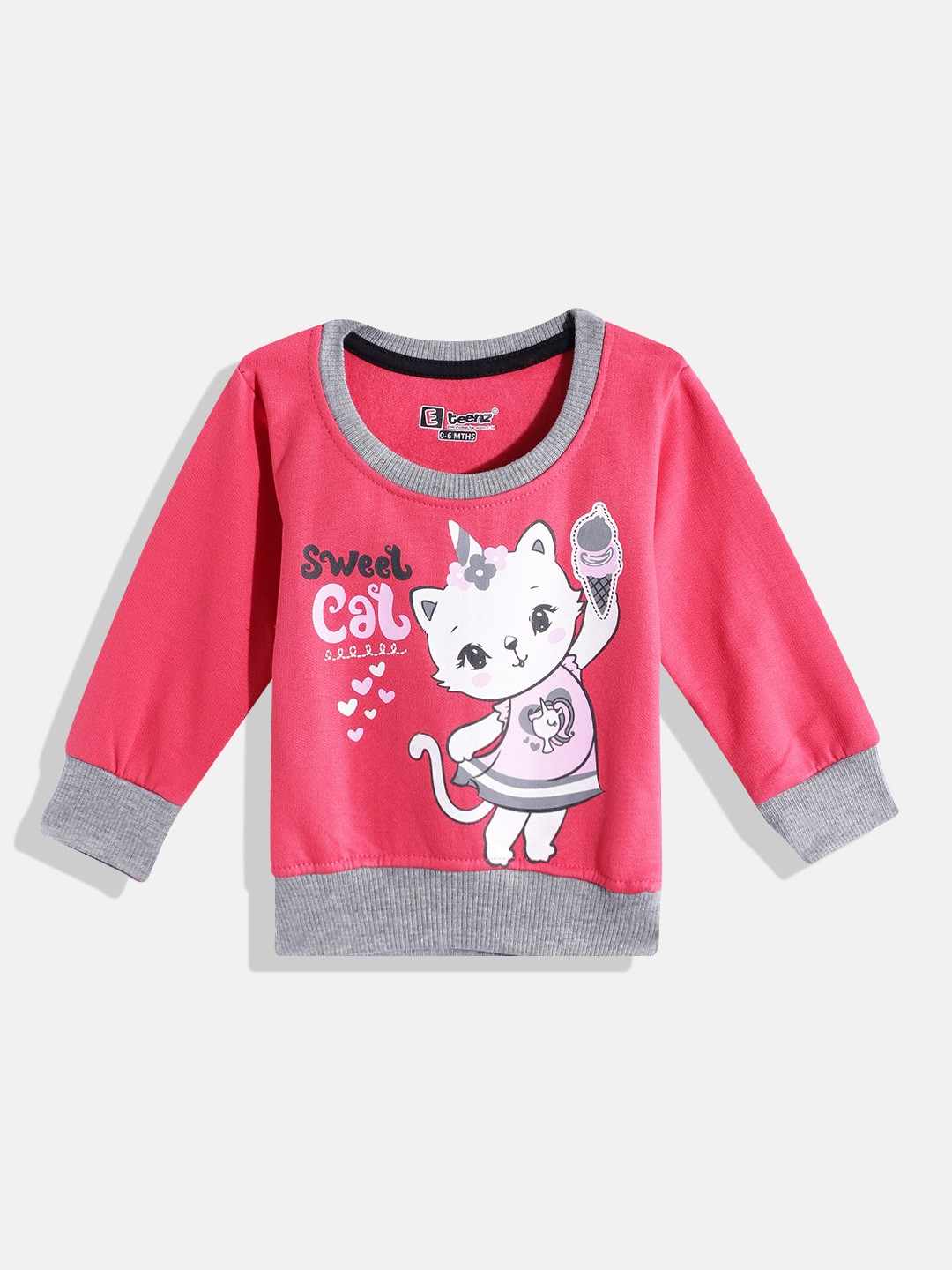 

Eteenz Girls Graphic Printed Cotton Sweatshirt, Fuchsia