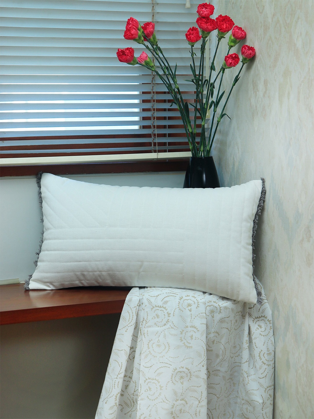 

ZEBA White Striped Square Cushion Covers