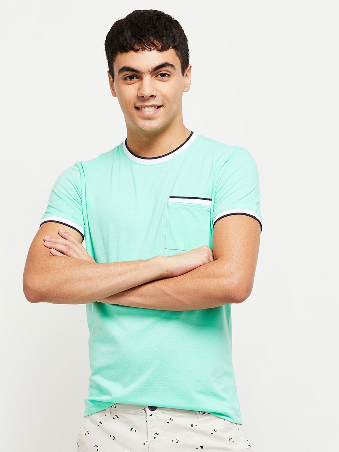 

Max Men Green Pure Cotton T-shirt