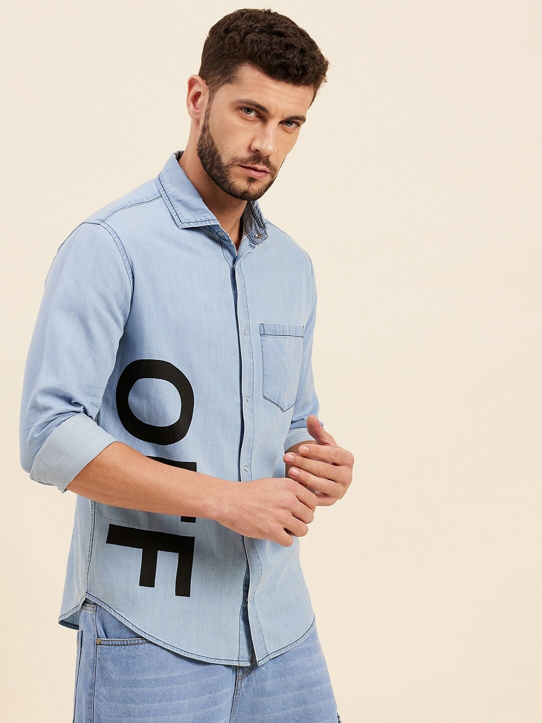 

MASCLN SASSAFRAS Men Blue Printed Casual Shirt