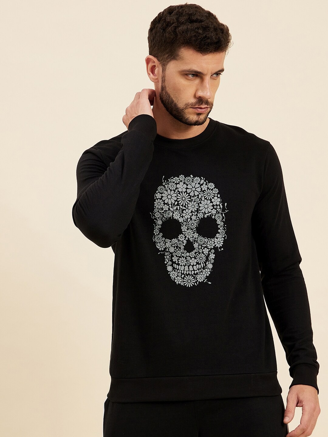 

MASCLN SASSAFRAS Men Black Printed Sweatshirt