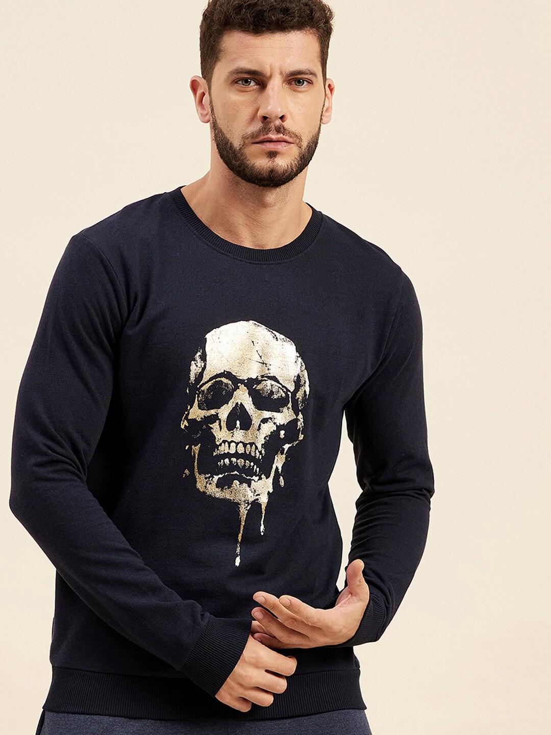 

MASCLN SASSAFRAS Men Navy Blue Printed Sweatshirt