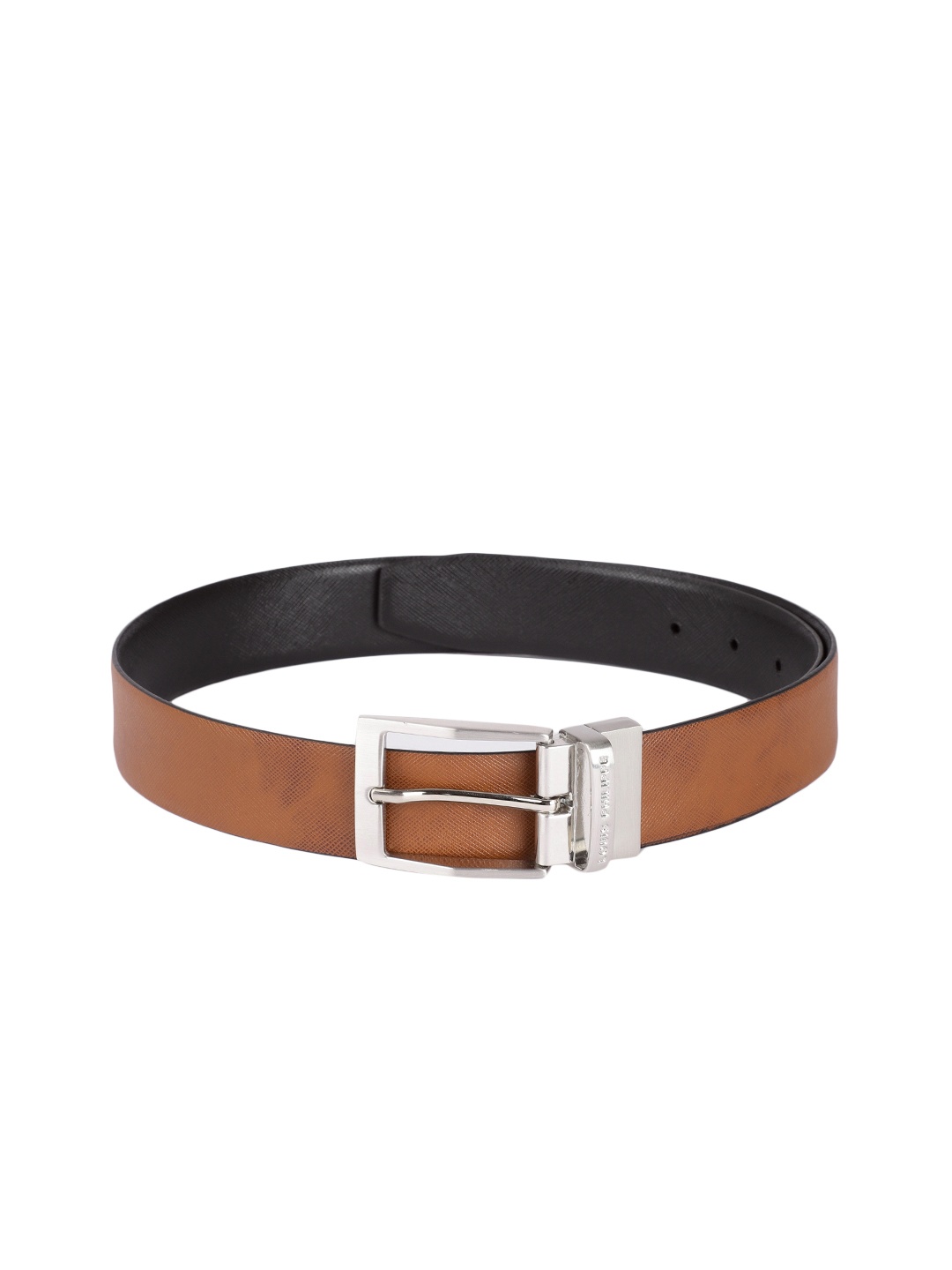 

Louis Philippe Men Tan Brown & Black Textured Reversible Leather Belt