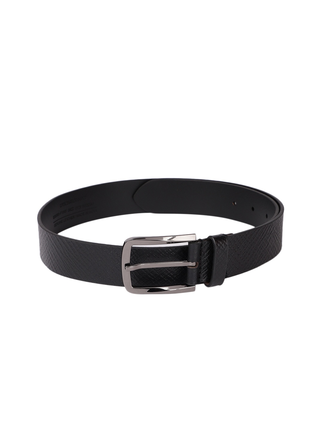 

Louis Philippe Men Black Textured Leather Belt