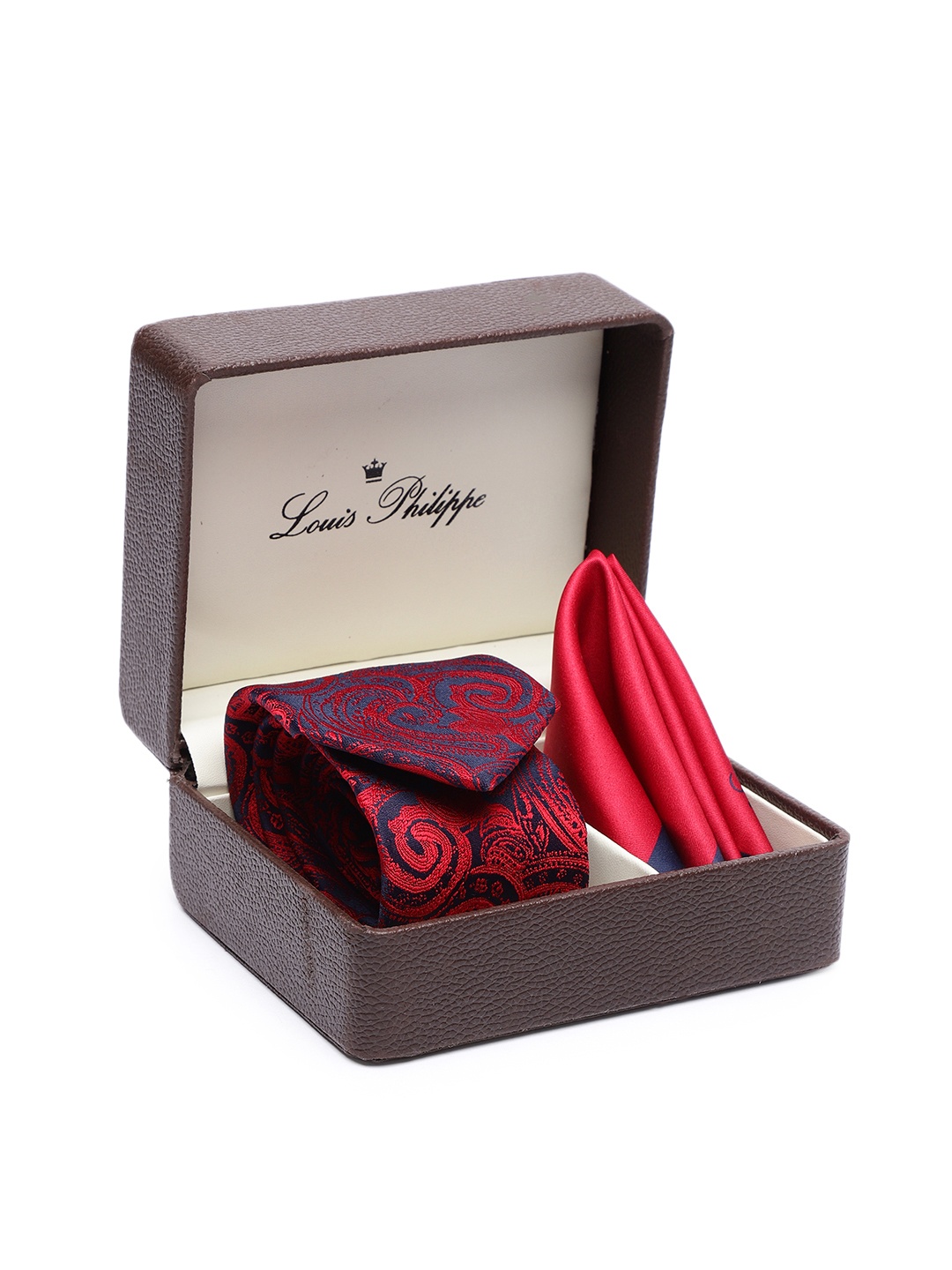 

Louis Philippe Men Navy Blue Red Printed Accessory Gift Set