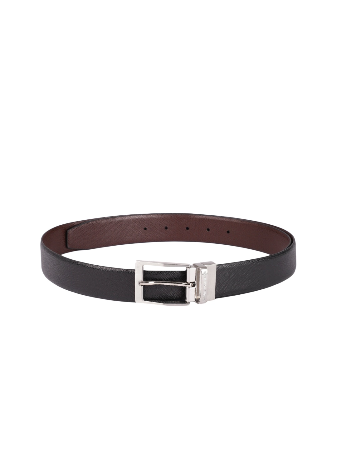 

Louis Philippe Men Tan Brown & Black Textured Reversible Leather Belt