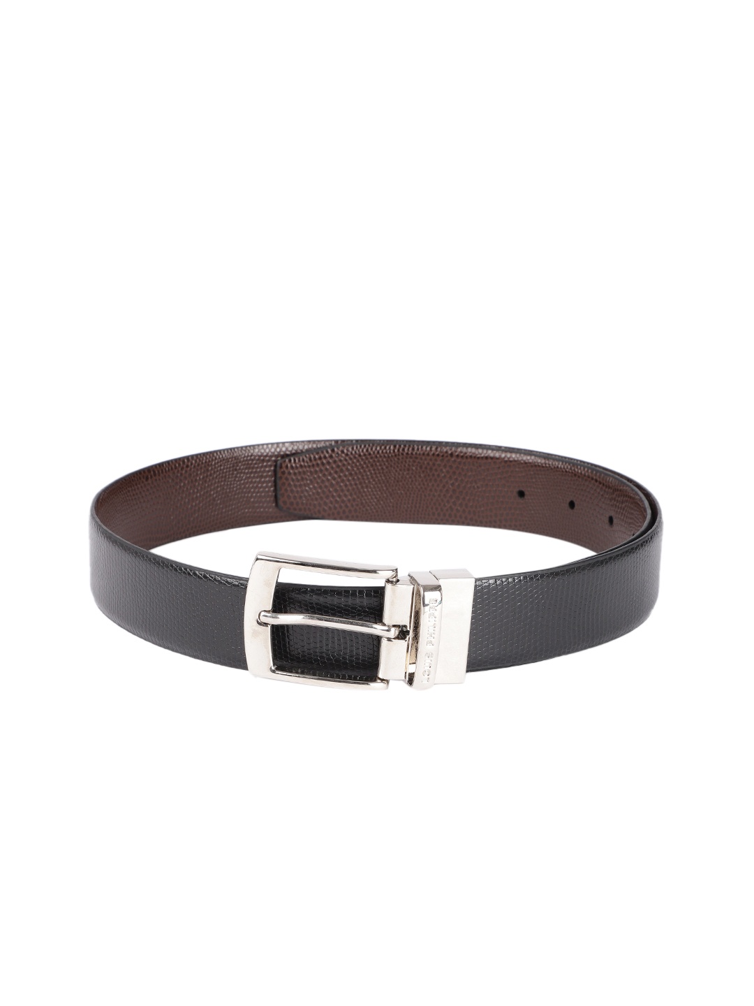 

Louis Philippe Men Tan Brown & Black Textured Reversible Leather Belt