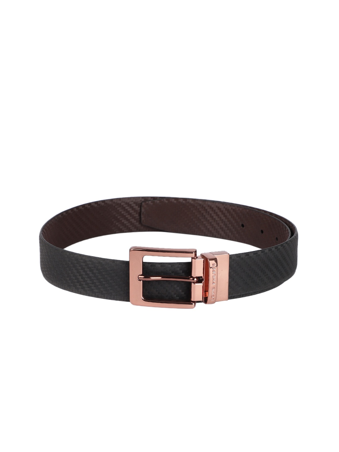 

Louis Philippe Men Black & Brown Textured Reversible Leather Belt