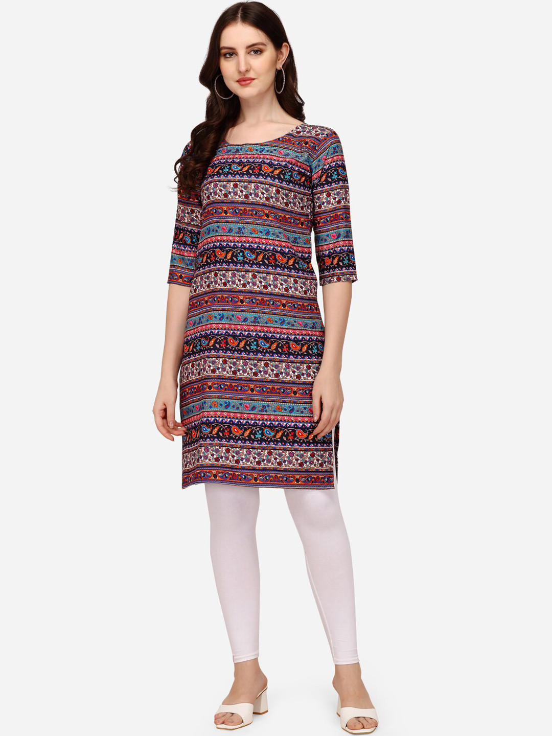 

LEWAWAA Women Brown & Pink Floral Printed Crepe Kurta