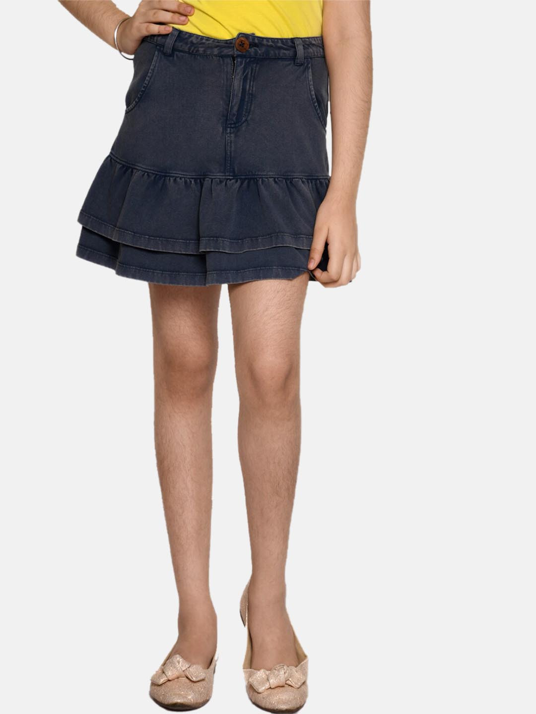 

SPUNKIES Girls Blue Solid Mini Skirt