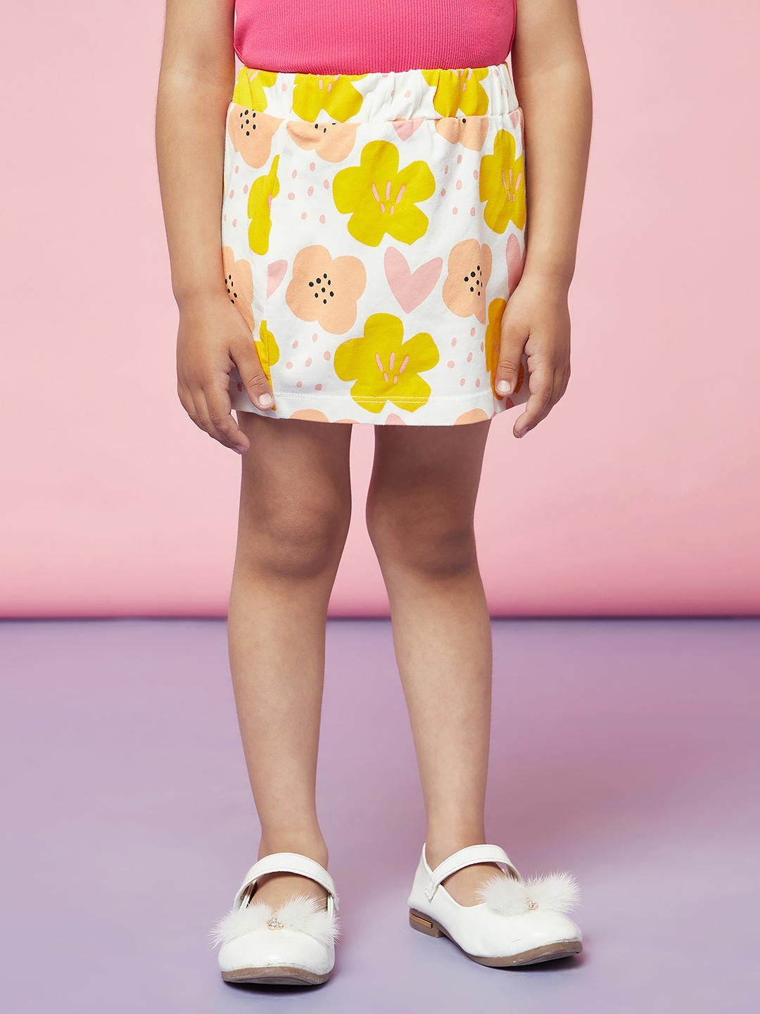 

SPUNKIES Girls Yellow Floral Print Above Knee Skirts