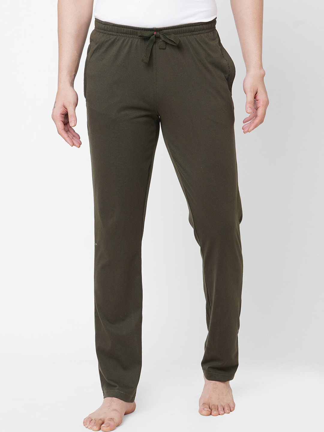 

Sweet Dreams Plus Men Olive-Green Solid Lounge Pants