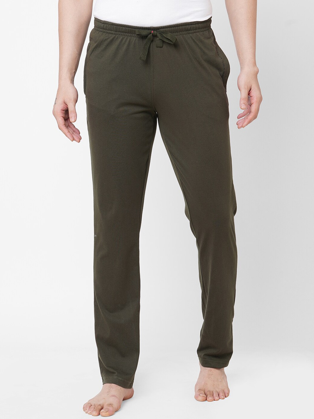 

Sweet Dreams Men Olive Green Mid-Rise Solid Lounge Pants