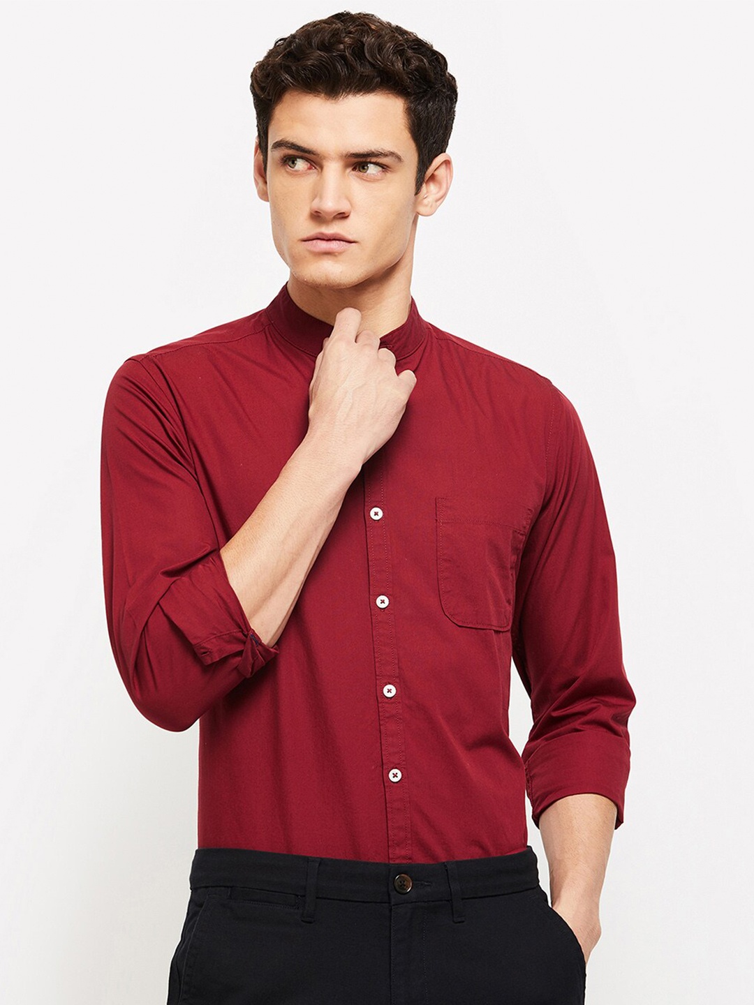 

max Men Maroon Casual Shirt