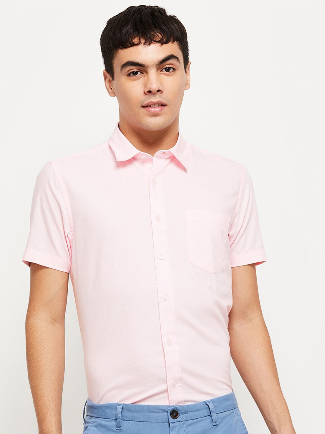 

max Men Pink Slim Fit Pure Cotton Casual Shirt