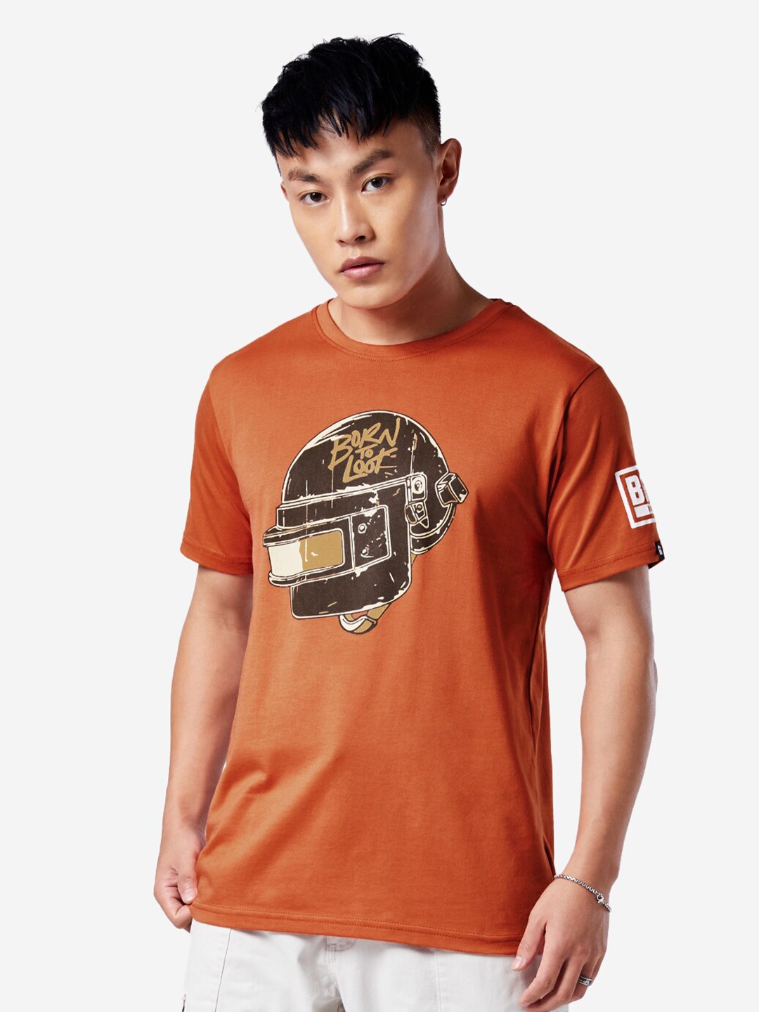 

The Souled Store Men Orange Graphic Printed T-shirt