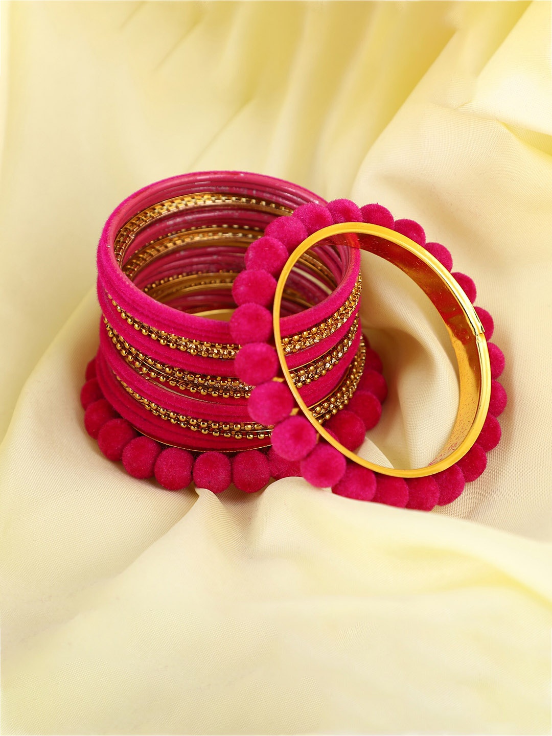 

ZaffreCollections Set Of 23 Gold-Plated Stone Studded Metal Bangles