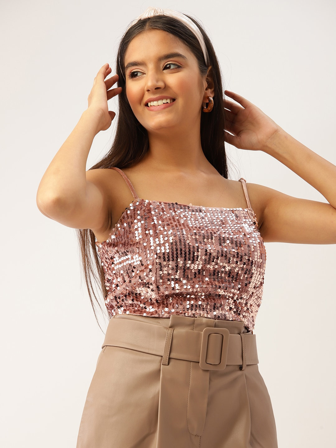 

DressBerry Girls Embellished Bralette Crop Top, Rose