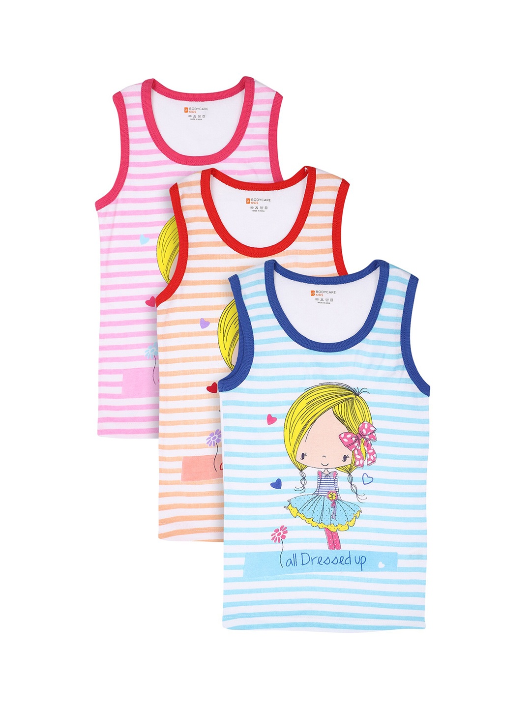 

Bodycare Kids Girls Pack Of 3 Assorted Cotton Undershirt Vests